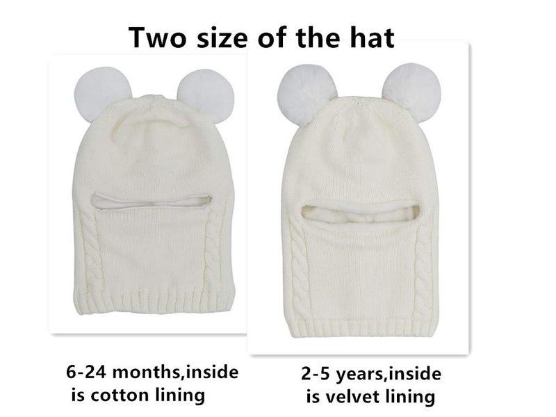GZMM Baby Girls Boys Winter Hat Scarf Earflap Hood Scarves Skull Caps White - Image 3